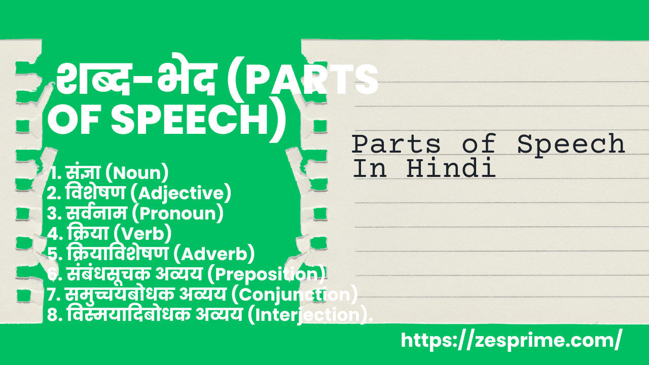 Parts of Speech In Hindi